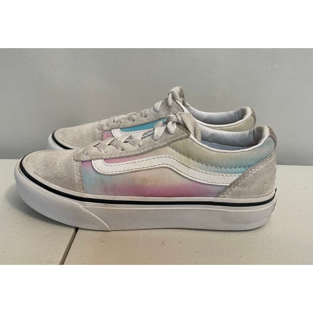 VANS Off The‎ Wall girls Lace skate size 1 pastel tied dye Missy Girls suede